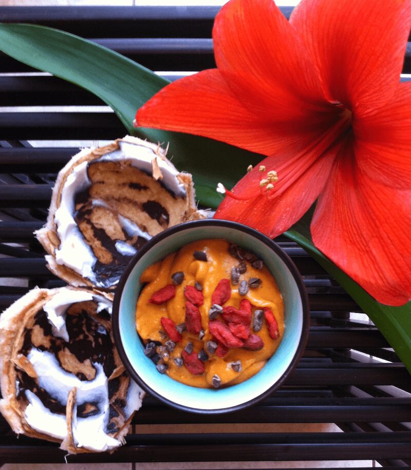 raw goji bery coconut pudding