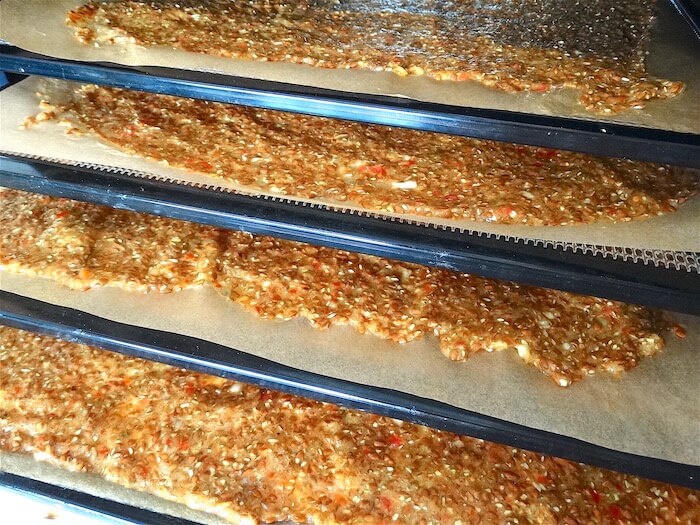 flax crackers in a dehydrator